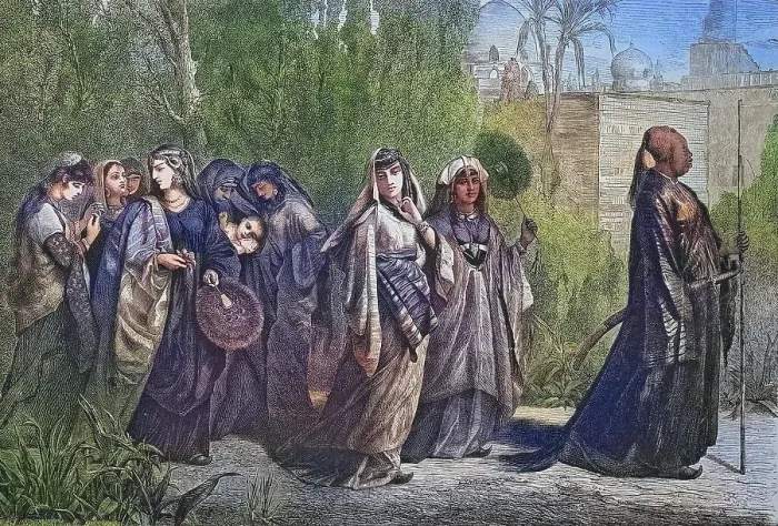 Framed Print : Women's Promenade in Cairo, Egypt, historical engraving, 1869, Historical, digitally restored reproduction from a 19th century original, coloured, exact date unknown Framed Print : Women's Promenade in Cairo, Egypt, historical engraving, 1869, Historical, digitally restored reproduction from a 19th century original, coloured, exact date unknown