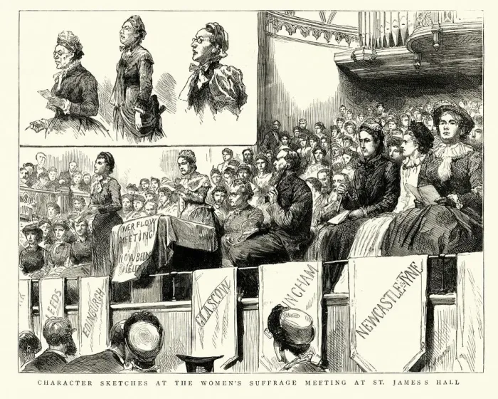 Framed Print : Womens suffrage meeting at St Jamess Hall, 1884, 19th Century Framed Print : Womens suffrage meeting at St Jamess Hall, 1884, 19th Century