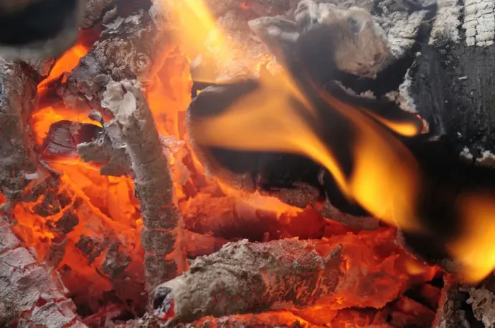 Framed Print : Wood fire