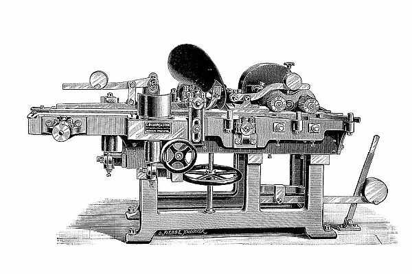 Wood industry, precision moulding machine of the company C. Blumwe & Sohn, Bromberg-Prinzenthal, Poland, machine for wood processing, moulding, planing and cutting, industrial product from the year 1880, Historic