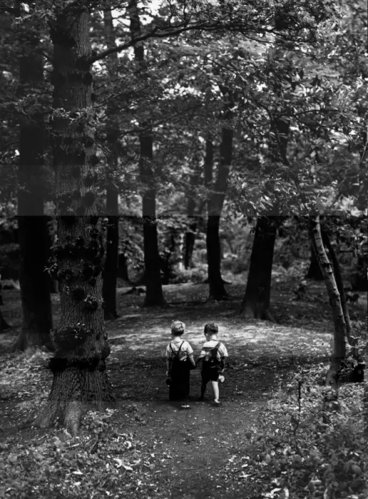 Framed Print : Wood Walk. 25th August 1944: Two small children Framed Print : Wood Walk. 25th August 1944: Two small children