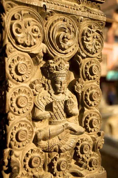 Framed Print : Woodcarving with god Shiva on the buttress of a house, Bhaktapur, Nepal, Asia Framed Print : Woodcarving with god Shiva on the buttress of a house, Bhaktapur, Nepal, Asia