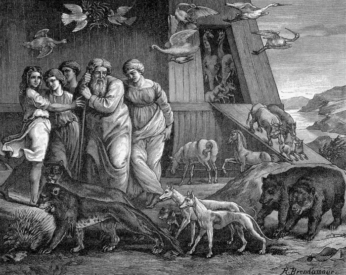 Framed Print : Woodcut of Animals Leaving Noah's Ark Framed Print : Woodcut of Animals Leaving Noah's Ark