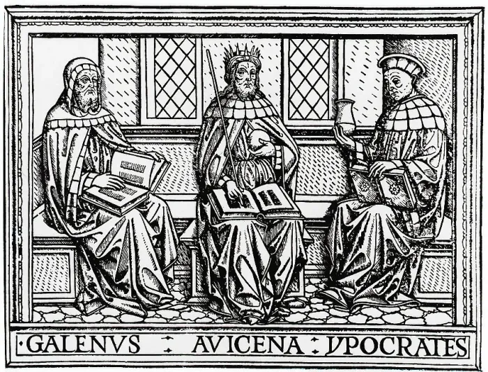 Framed Print : Woodcut Of Avicenna, Hippocrates, Galenus