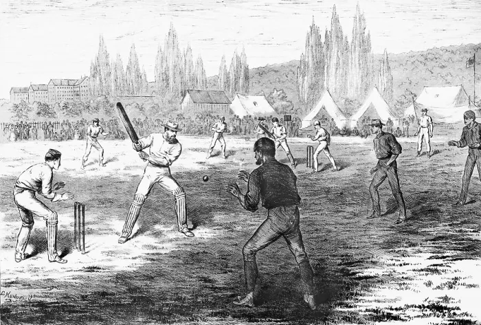 Framed Print : Woodcut of a Cricket Match Framed Print : Woodcut of a Cricket Match