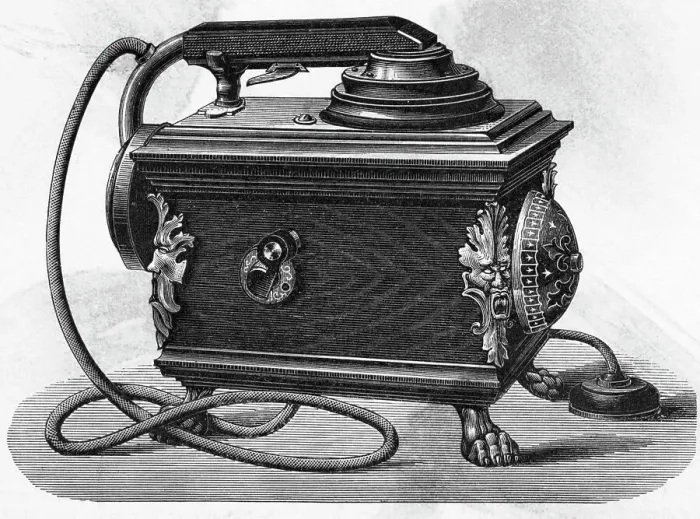 Framed Print : Woodcut Of An Early Telephone Framed Print : Woodcut Of An Early Telephone