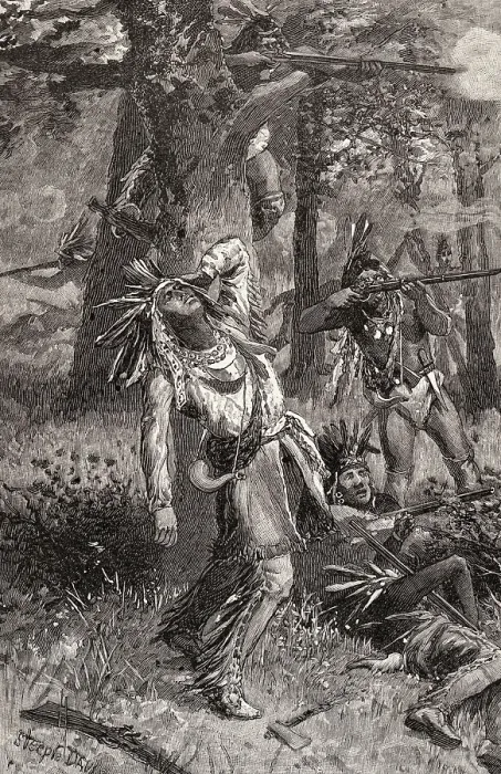 Framed Print : Woodcut Entitled Death of Tecumseh