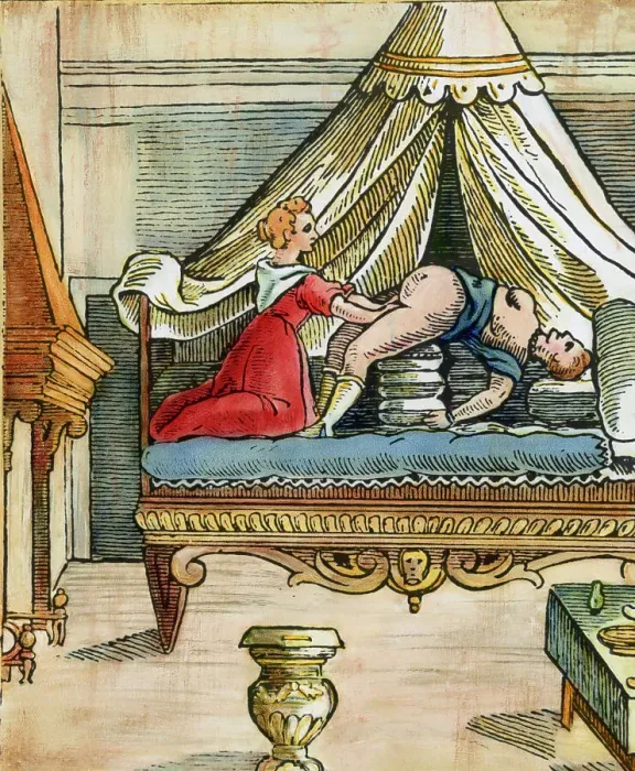 Framed Print : Woodcut of a Midwife Assisting a Childbirth Framed Print : Woodcut of a Midwife Assisting a Childbirth