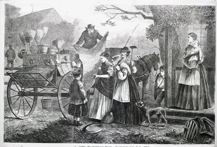 Framed Print : Woodcut Of The Peddler'S Wagon Framed Print : Woodcut Of The Peddler'S Wagon