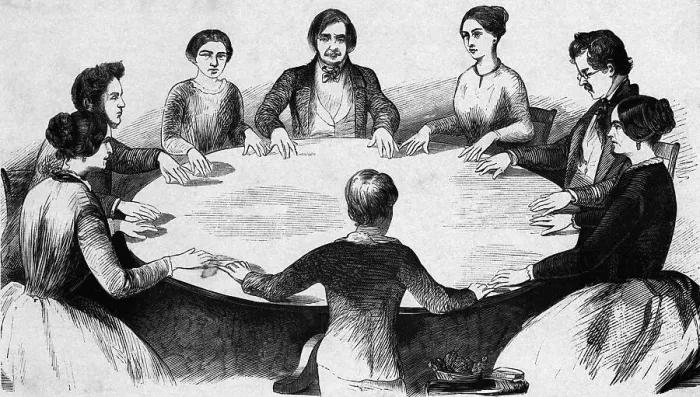 Framed Print : Woodcut Of Seance In The 19Th Century Framed Print : Woodcut Of Seance In The 19Th Century