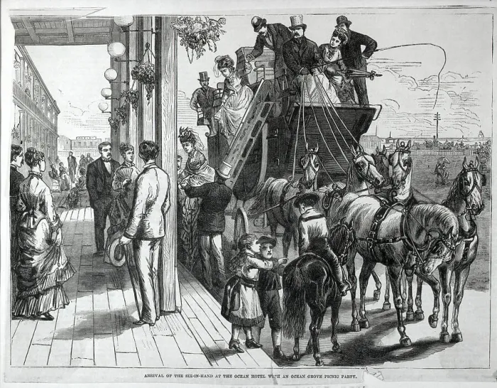 Framed Print : Woodcut; Stagecoach Arriving @ Hotel Framed Print : Woodcut; Stagecoach Arriving @ Hotel