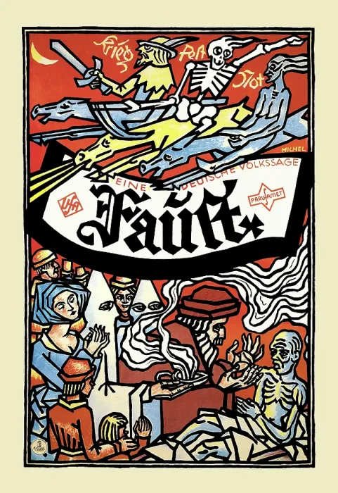 Framed Print : Faust. GERMANY - CIRCA 1926: The woodcut style of this vintage film poster Framed Print : Faust. GERMANY - CIRCA 1926: The woodcut style of this vintage film poster
