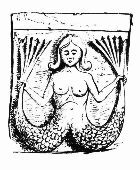 Framed Print : Woodcut Of Two-Tailed Mermaid Framed Print : Woodcut Of Two-Tailed Mermaid