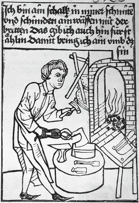 Framed Print : Woodcut; Weapon-Smith At Work Framed Print : Woodcut; Weapon-Smith At Work