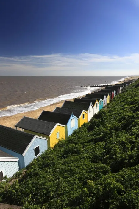 Framed Print : wooden Beach huts on the promenade, Southwold town Framed Print : wooden Beach huts on the promenade, Southwold town