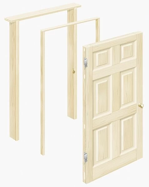 Wooden door and door frames
