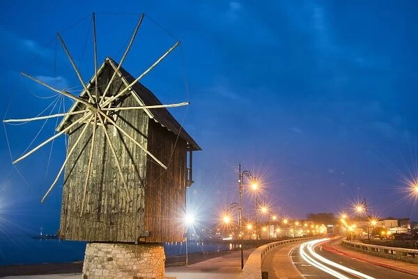 The wooden windmill before Nesebar town entrance