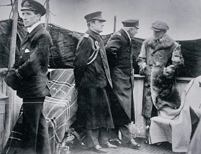 Framed Print : Woodrow with British Military Officers on Deck Framed Print : Woodrow with British Military Officers on Deck