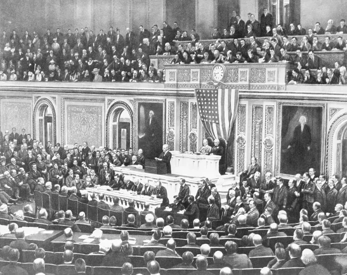 Framed Print : Woodrow Wilson Addressing Congress Framed Print : Woodrow Wilson Addressing Congress