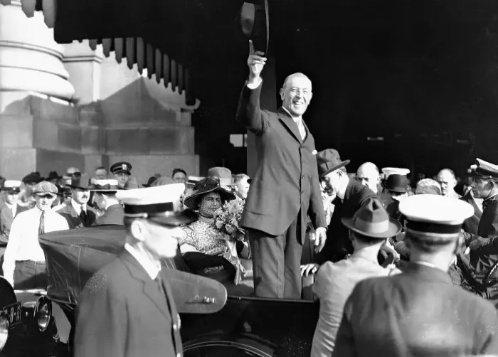 Framed Print : Woodrow Wilson and Crowd Framed Print : Woodrow Wilson and Crowd