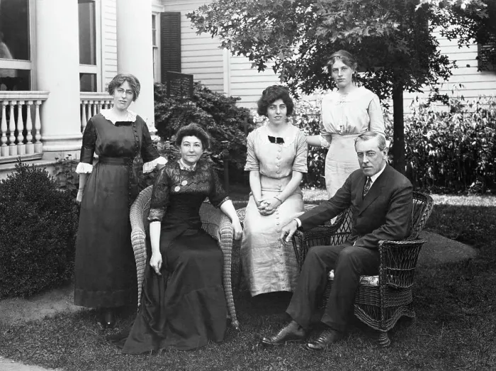 Framed Print : Woodrow Wilson And Family On Porch Framed Print : Woodrow Wilson And Family On Porch