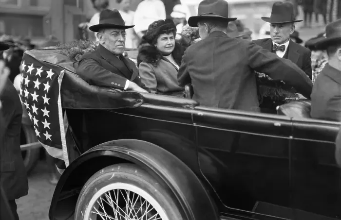 Framed Print : Woodrow Wilson Riding in Car Framed Print : Woodrow Wilson Riding in Car