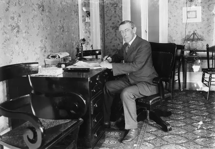 Framed Print : Woodrow Wilson Seated at Desk Framed Print : Woodrow Wilson Seated at Desk