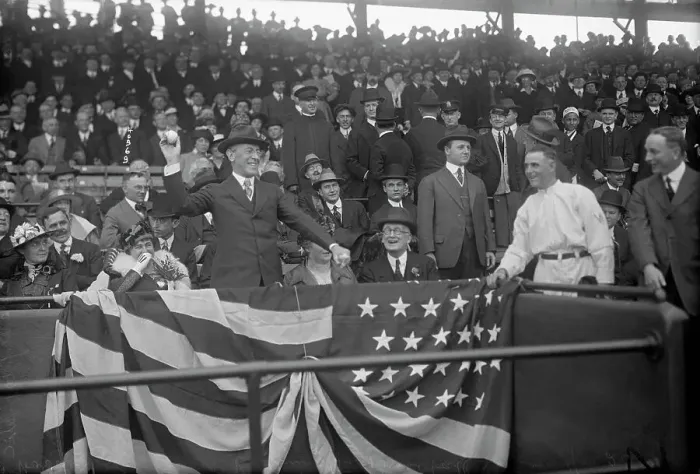 Framed Print : Woodrow Wilson Throwing First Ball of Season Framed Print : Woodrow Wilson Throwing First Ball of Season