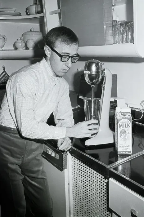 Framed Print : Woody Allen Makes Malted In His Kitchen