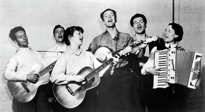 Framed Print : Woody Guthrie With The Almanac Singers Framed Print : Woody Guthrie With The Almanac Singers