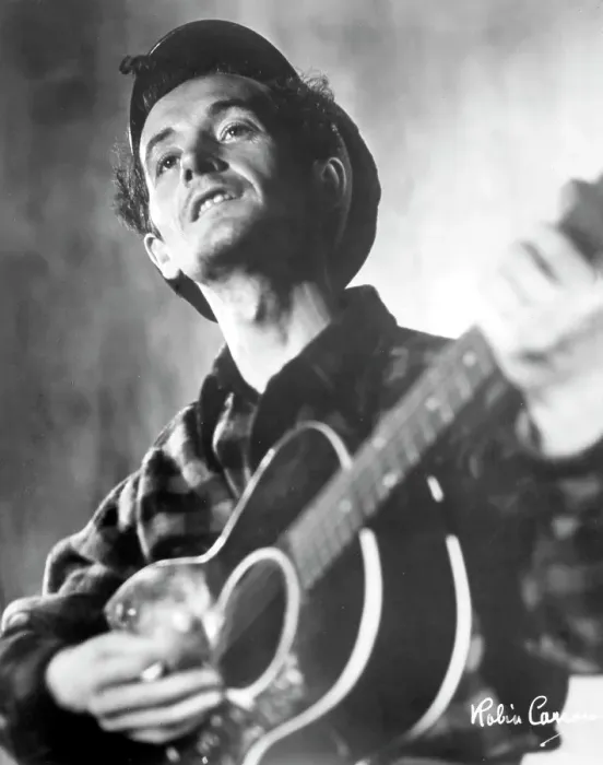 Framed Print : Woody Guthrie Portrait With Guitar Framed Print : Woody Guthrie Portrait With Guitar