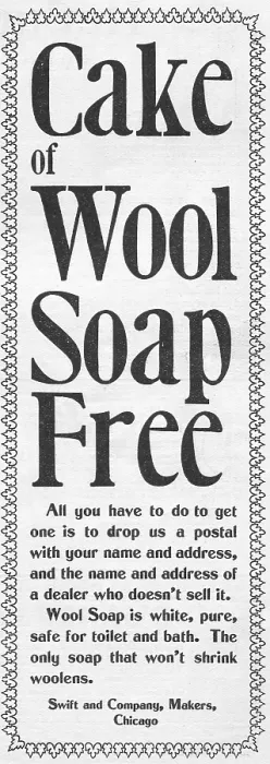 Framed Print : Wool Soap. Advertisement for Wool Soap by Swift and Company in Chicago, Illinois, 1899 Framed Print : Wool Soap. Advertisement for Wool Soap by Swift and Company in Chicago, Illinois, 1899