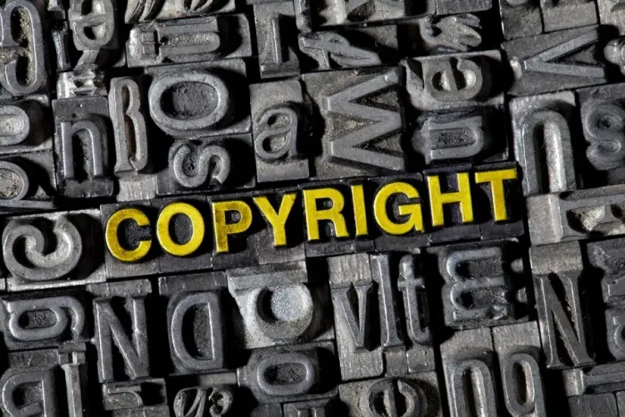 Framed Print : The word COPYRIGHT among the letterpress letters Framed Print : The word COPYRIGHT among the letterpress letters