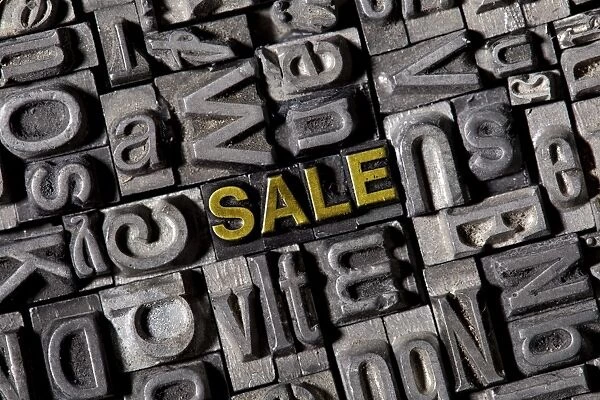 The word sale, made of old lead type