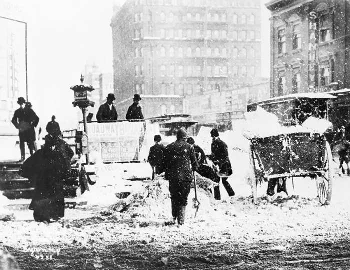 Framed Print : Work Crews Removing Snow from Times Square Framed Print : Work Crews Removing Snow from Times Square