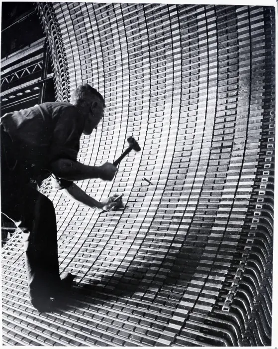 Framed Print : Worker Hammering on Wind Tunnel Framed Print : Worker Hammering on Wind Tunnel