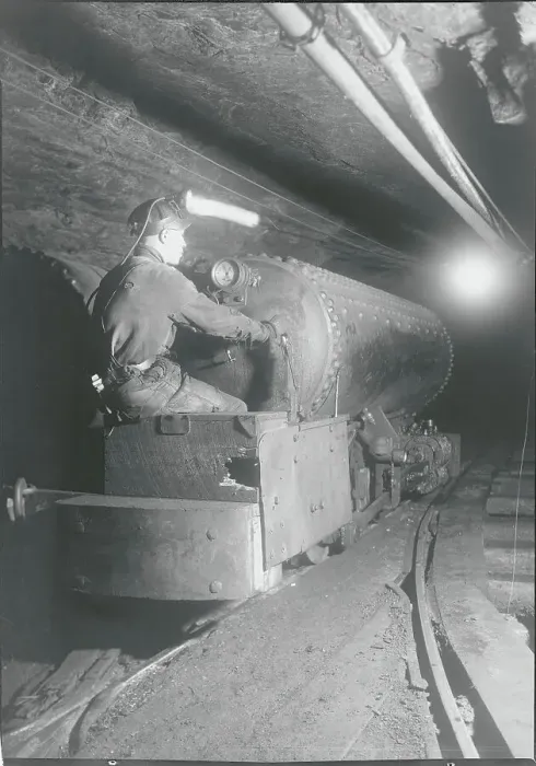 Framed Print : Worker Operating Compressed Air Locomotive Framed Print : Worker Operating Compressed Air Locomotive