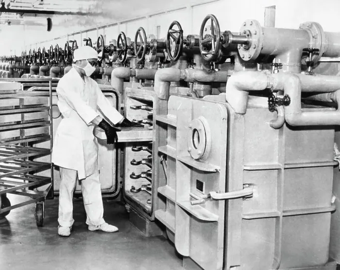 Framed Print : Worker Preparing Penicillin Framed Print : Worker Preparing Penicillin