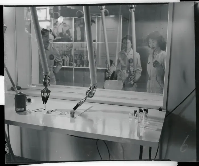 Framed Print : Worker Using Mechanical Machine Framed Print : Worker Using Mechanical Machine