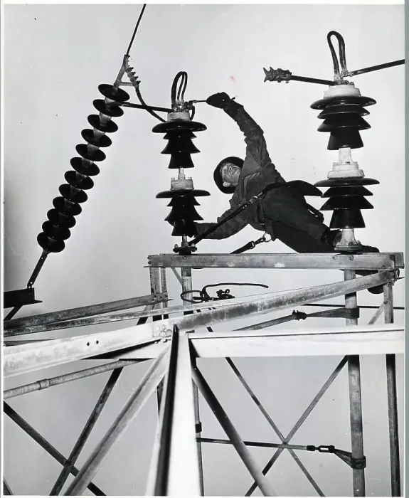 Framed Print : Worker Working On Power Line Framed Print : Worker Working On Power Line