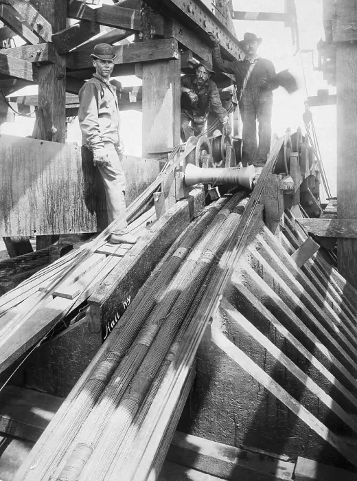 Framed Print : Workers On Brooklyn Bridge Construction