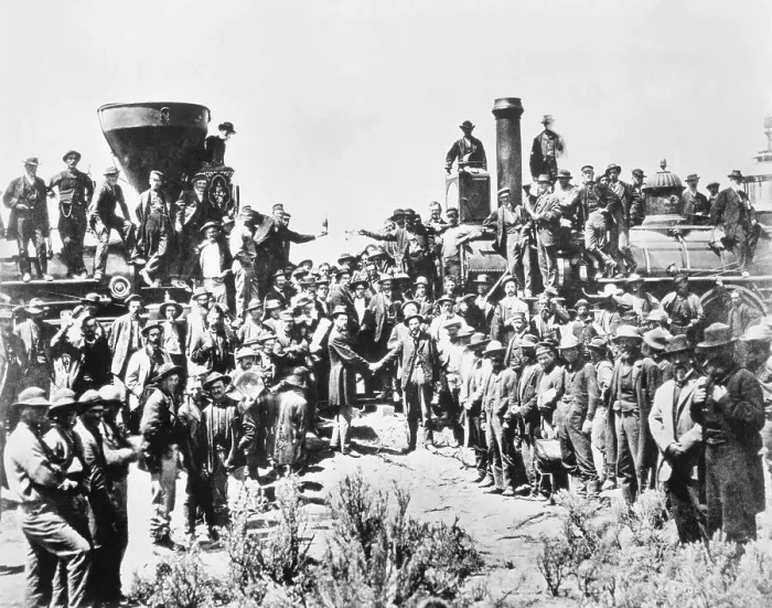 Framed Print : Workers Celebration Completion of the Transcontinental Railroad Framed Print : Workers Celebration Completion of the Transcontinental Railroad