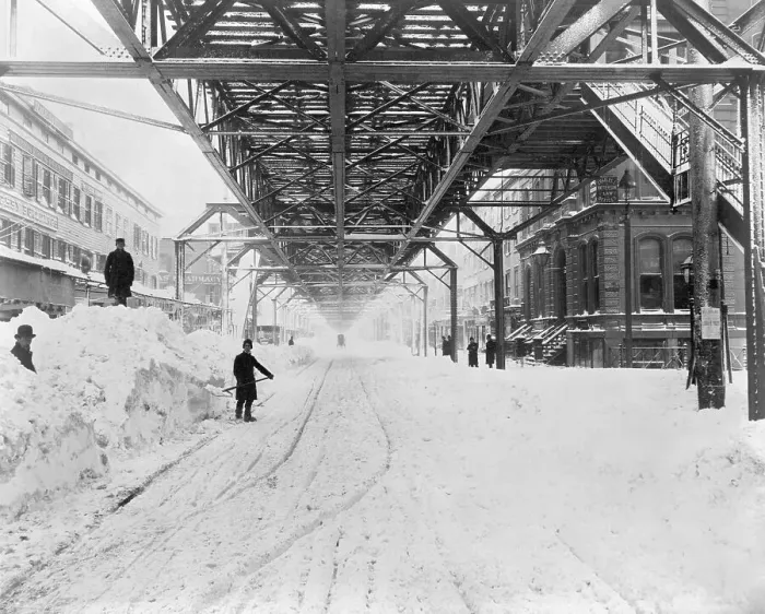 Framed Print : Workers Clearing After Blizzard Framed Print : Workers Clearing After Blizzard