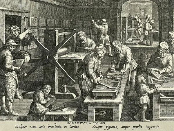 Copper Engraving Print: Artisan at Work. Art Prints, Posters