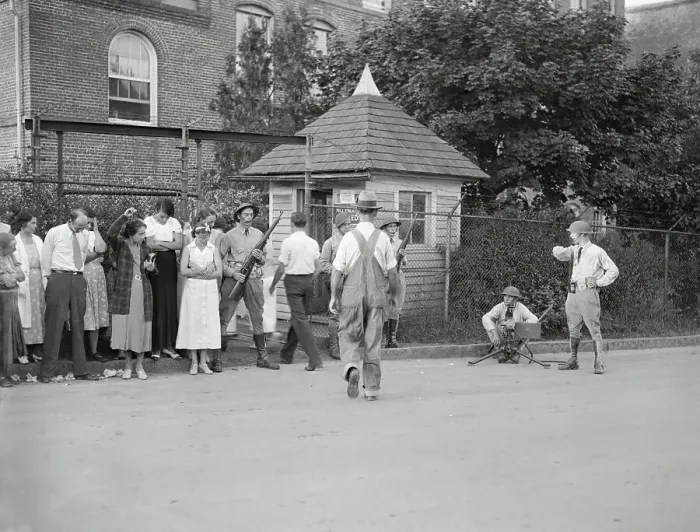 Framed Print : Workers Entering Mill During Workers Strike