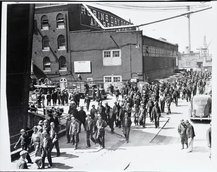 Framed Print : Workers Going To Shipyard Framed Print : Workers Going To Shipyard