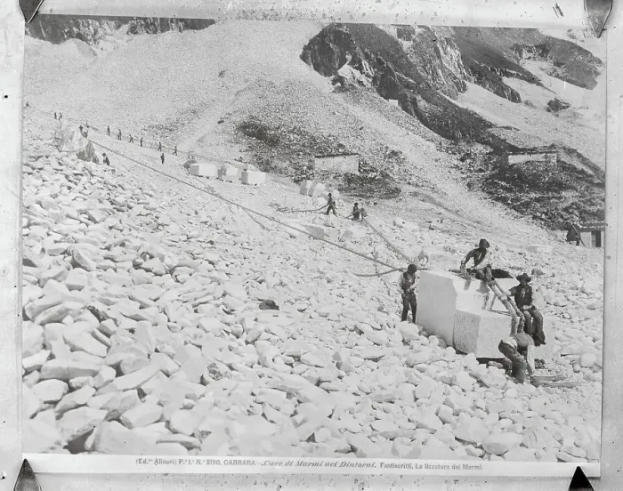 Framed Print : Workers on Hillside of Marble Quarry Framed Print : Workers on Hillside of Marble Quarry