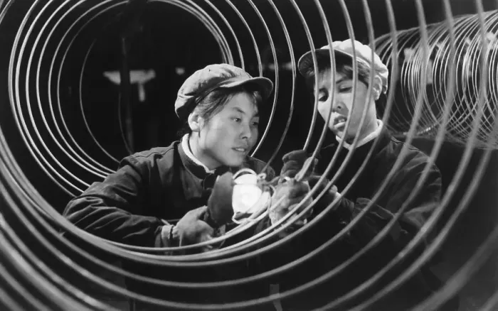 Framed Print : Workers Inspecting Wire at Steelmill Framed Print : Workers Inspecting Wire at Steelmill