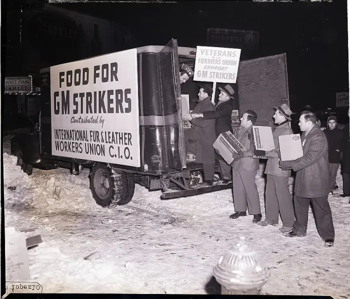 Framed Print : Workers Load Truck with Food for Strikers Framed Print : Workers Load Truck with Food for Strikers