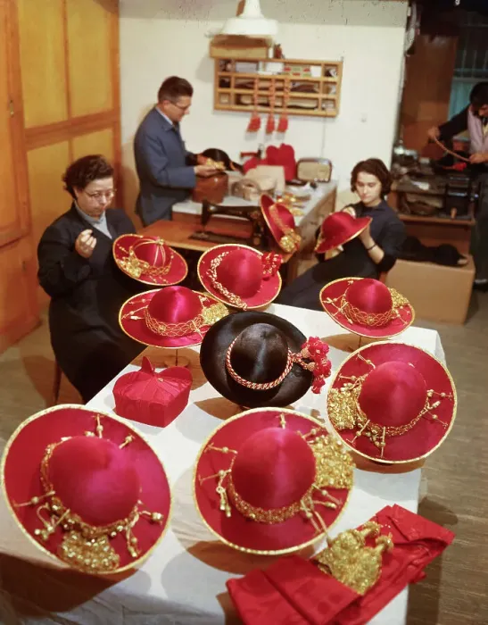Framed Print : Workers Making Red Hats for Cardinals Framed Print : Workers Making Red Hats for Cardinals